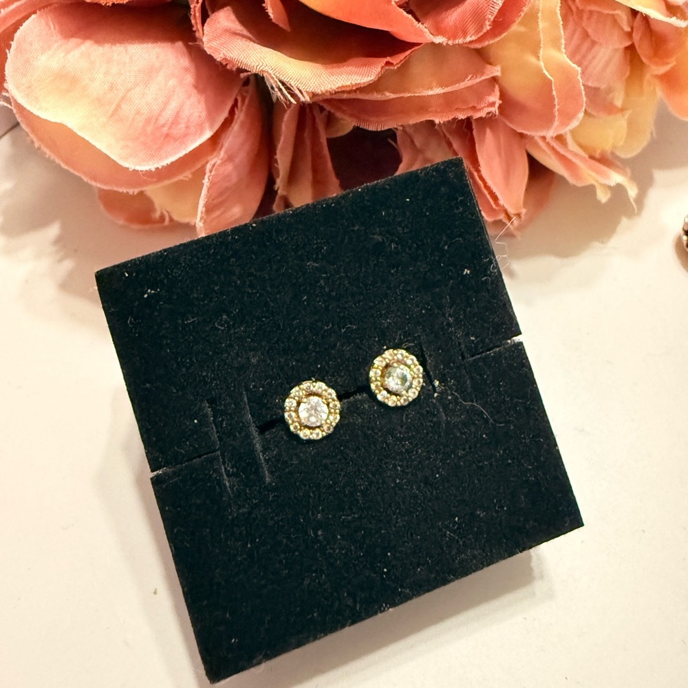 Pandora Round Sparkle Stud Earrings
